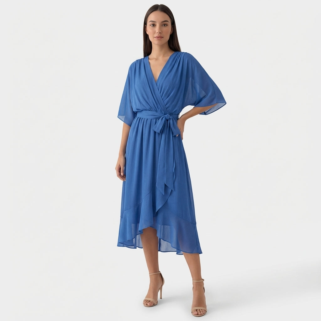 Rivaclo | Femme Robe Portefeuille Midi – Col V