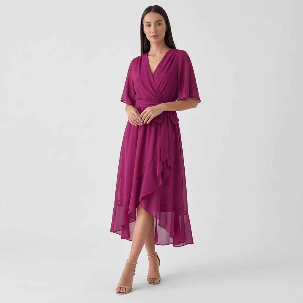 Rivaclo | Femme Robe Portefeuille Midi – Col V