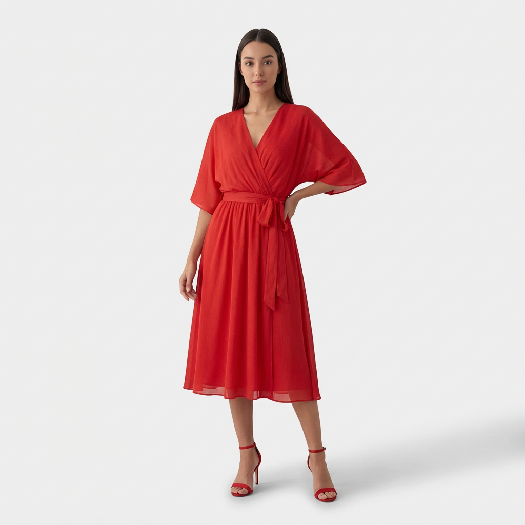 Rivaclo | Femme Robe Portefeuille Midi – Col V