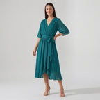 Rivaclo | Femme Robe Portefeuille Midi – Col V