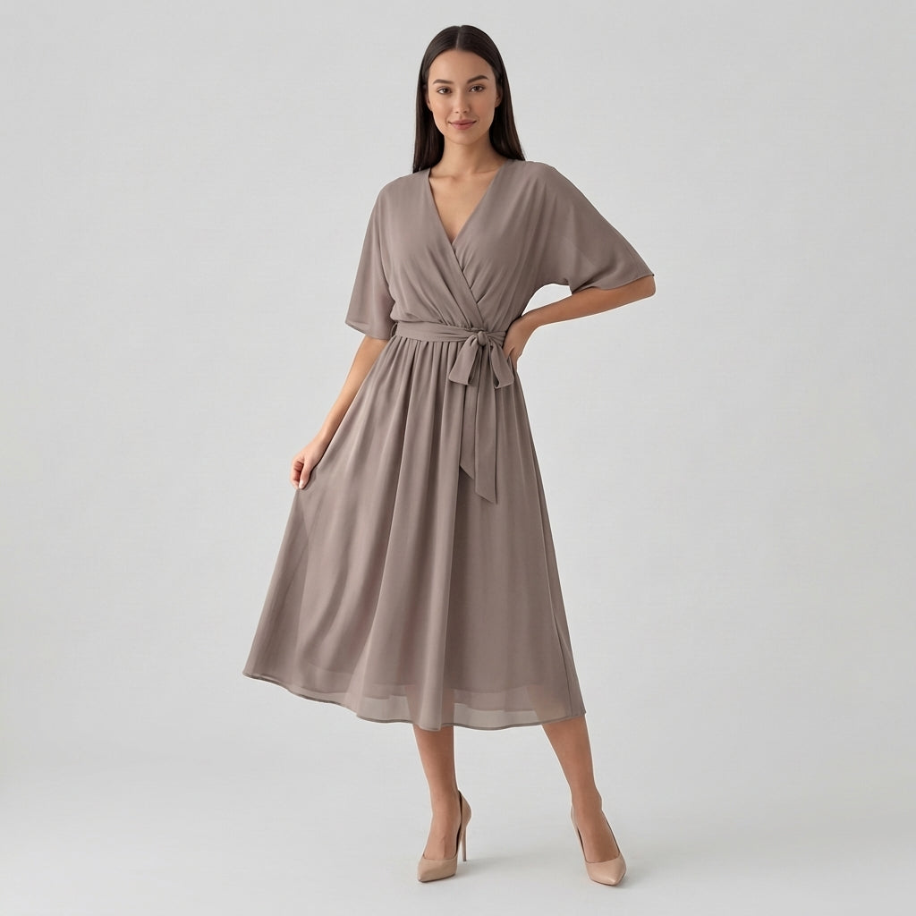 Rivaclo | Femme Robe Portefeuille Midi – Col V