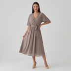 Rivaclo | Femme Robe Portefeuille Midi – Col V