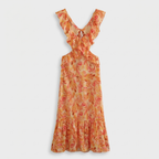 Rivaclo | Femme Robe Florale à Découpe Col V Sans Manches – Tombé Maxi Fluide
