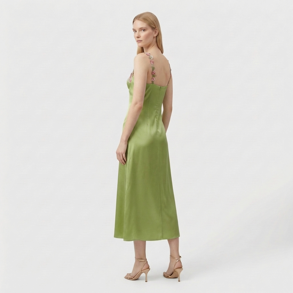 Rivaclo | Femme Robe Brodée à Bretelles Fines – Maxi
