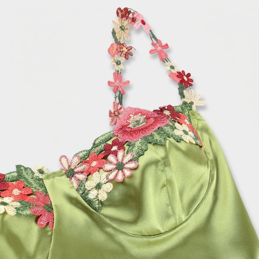 Rivaclo | Femme Robe Brodée à Bretelles Fines – Maxi