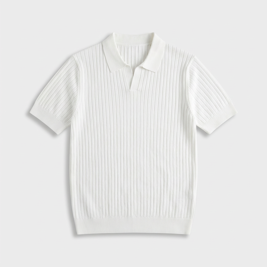 Rivaclo | Homme Polo Côtelé Manches Courtes – Coupe Définie