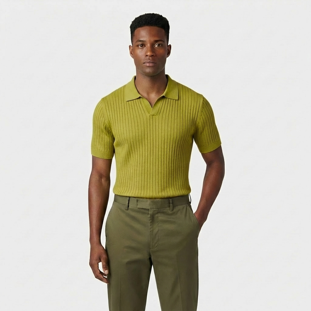 Rivaclo | Homme Polo Côtelé Manches Courtes – Coupe Définie