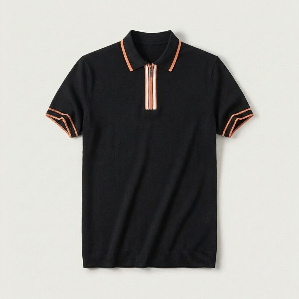 Rivaclo | Homme Polo Manches Courtes Col Zippé – Apparence Moderne Épurée