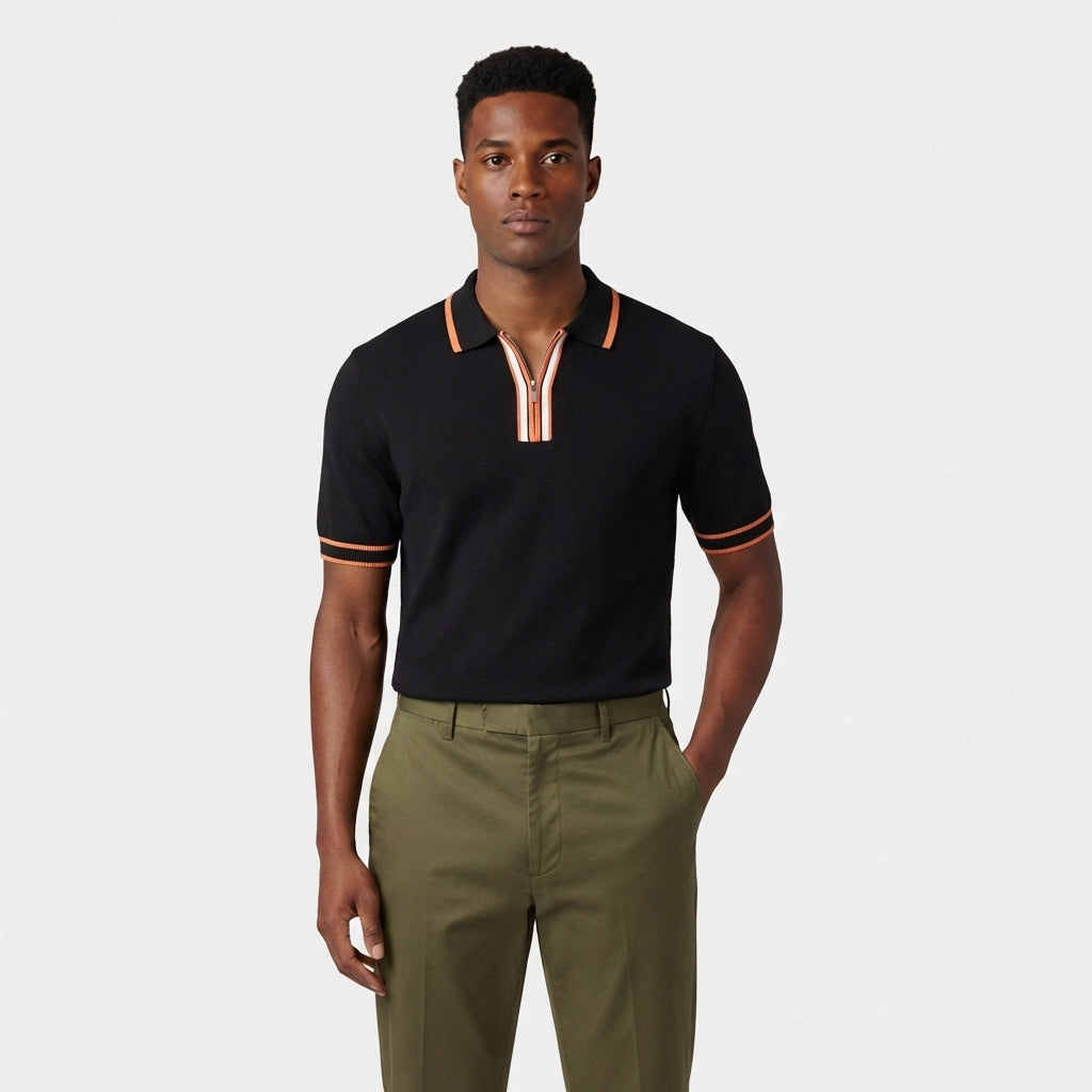 Rivaclo | Men's Short Sleeve Polo with Zip Collar – Clean Modern Look