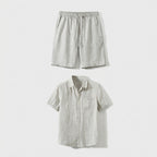 Rivaclo | Homme Ensemble Chemise Manches Courtes et Short – Estivale Beige