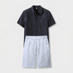 Rivaclo | Men's Short Sleeve Shirt and Shorts Set – Summer Black White