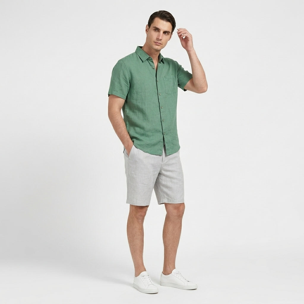 Rivaclo | Men's Short Sleeve Shirt and Shorts Set – Summer Green