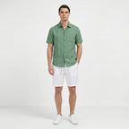 Rivaclo | Men's Short Sleeve Shirt and Shorts Set – Summer Green White