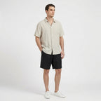 Rivaclo | Homme Ensemble Chemise Manches Courtes et Short – Estivale Beige Noir
