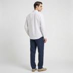 Rivaclo | Homme Ensemble Chemise Manches Longues et Pantalon – Taille Élastique Blanc Bleu