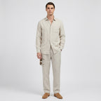 Rivaclo | Homme Ensemble Chemise Manches Longues et Pantalon – Taille Élastique Beige