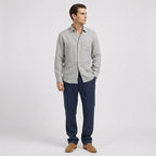 Rivaclo | Homme Ensemble Chemise Manches Longues et Pantalon – Taille Élastique Gris Bleu