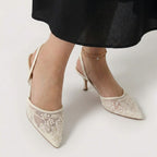 Rivaclo | Femme Talons Slingback Bout Pointu – Brodée Détaillée