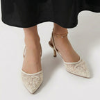 Rivaclo | Femme Talons Slingback Bout Pointu – Brodée Détaillée