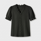 Rivaclo | Women's Short Sleeve V-Neck Blouse – Refined Cut