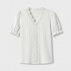 Rivaclo | Women's Short Sleeve V-Neck Blouse – Refined Cut