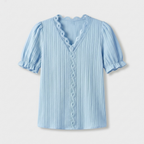 Rivaclo | Women's Short Sleeve V-Neck Blouse – Refined Cut