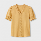 Rivaclo | Women's Short Sleeve V-Neck Blouse – Refined Cut