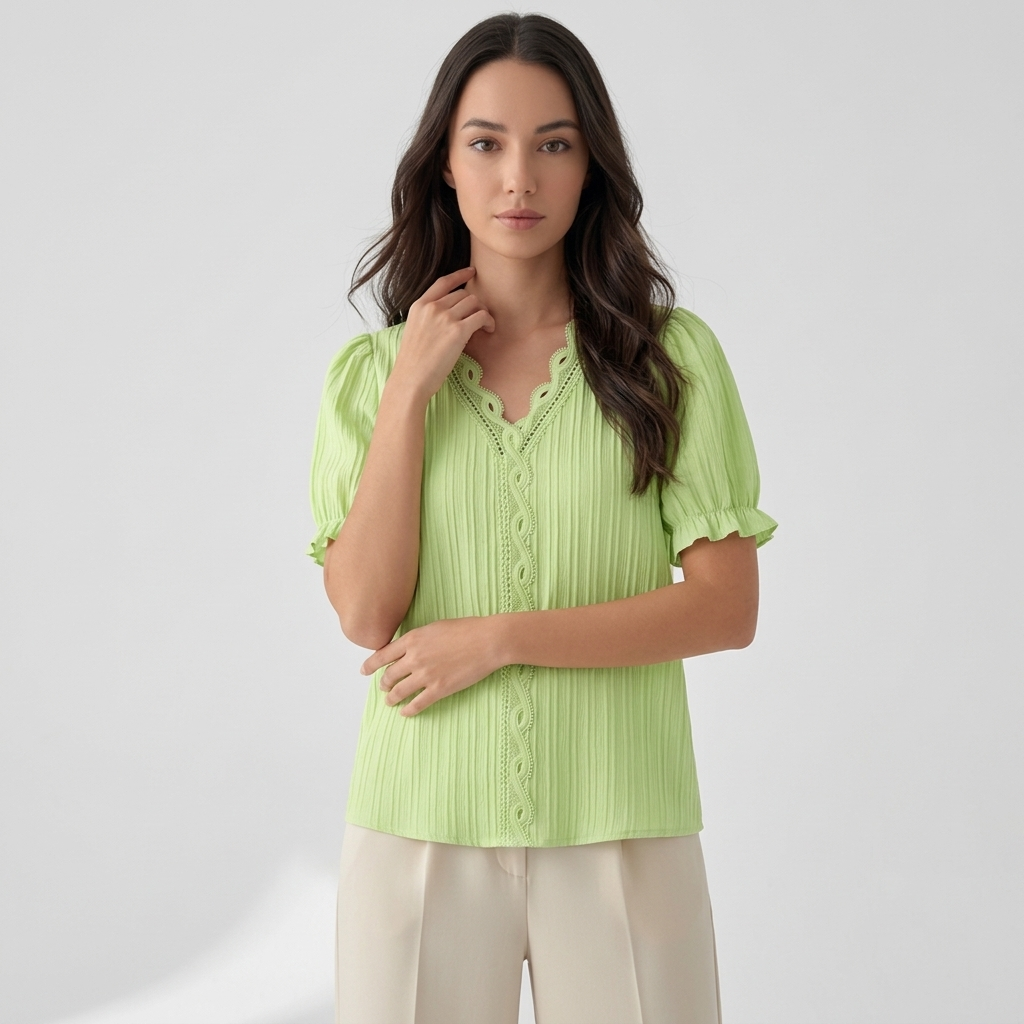 Rivaclo | Women's Short Sleeve V-Neck Blouse – Refined Cut
