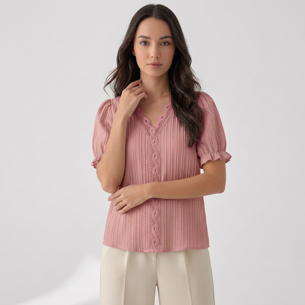Rivaclo | Women's Short Sleeve V-Neck Blouse – Refined Cut