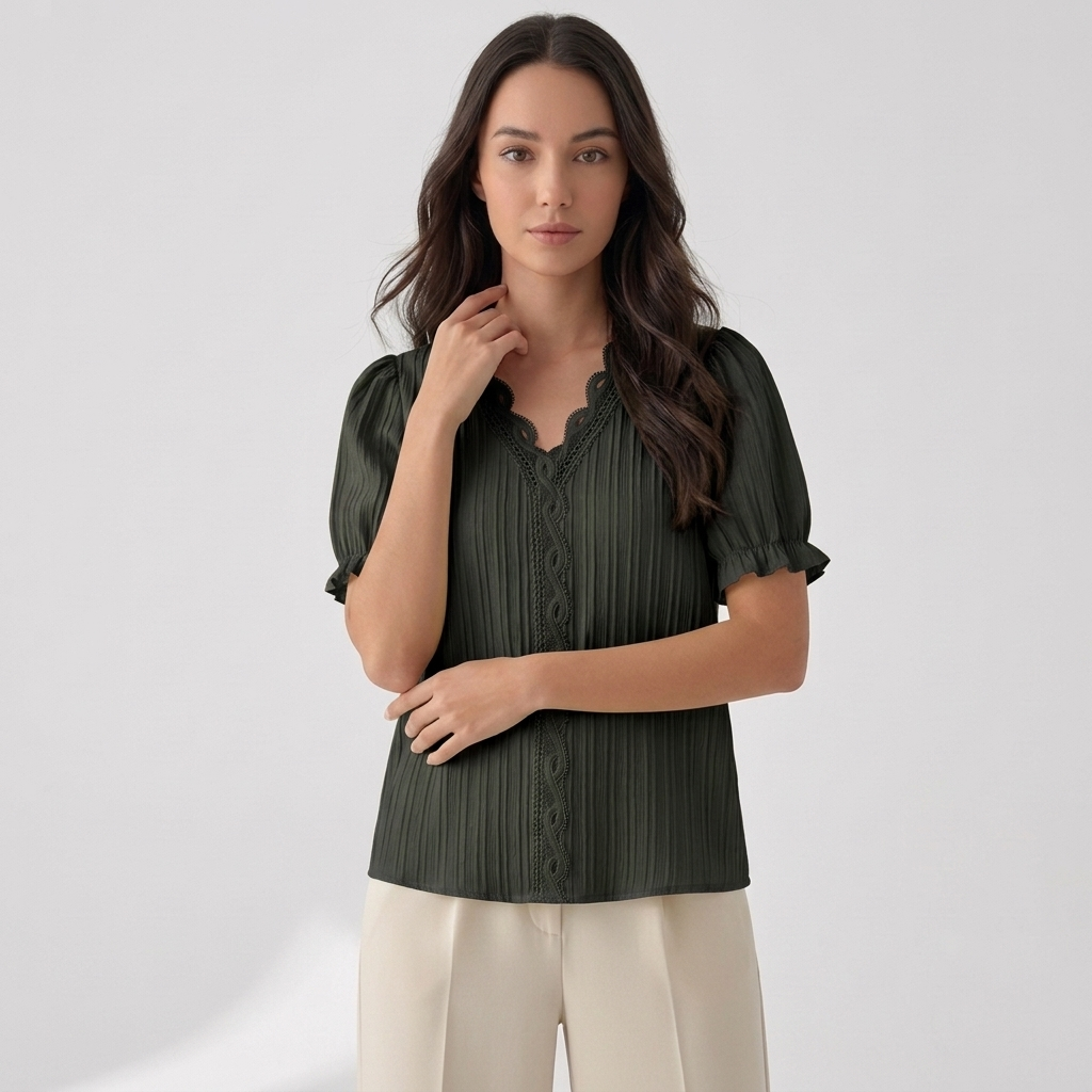 Rivaclo | Women's Short Sleeve V-Neck Blouse – Refined Cut
