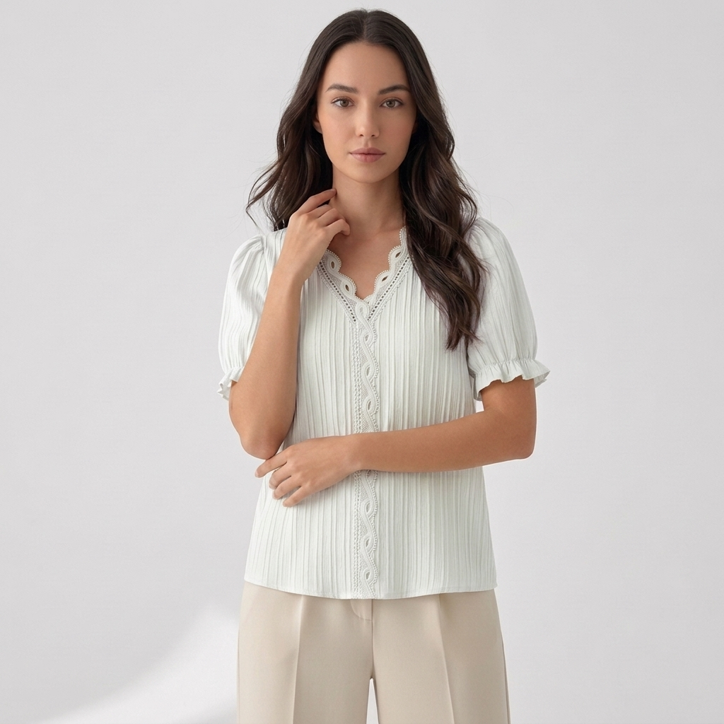 Rivaclo | Women's Short Sleeve V-Neck Blouse – Refined Cut