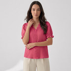 Rivaclo | Women's Short Sleeve V-Neck Blouse – Refined Cut