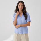 Rivaclo | Women's Short Sleeve V-Neck Blouse – Refined Cut