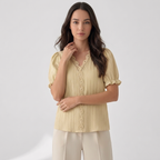 Rivaclo | Women's Short Sleeve V-Neck Blouse – Refined Cut