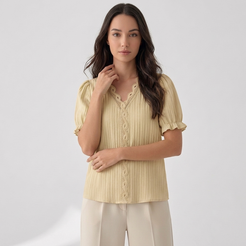 Rivaclo | Women's Short Sleeve V-Neck Blouse – Refined Cut