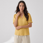 Rivaclo | Women's Short Sleeve V-Neck Blouse – Refined Cut