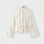 Rivaclo | Women's Ruffled High Neck Blouse – Flowing Silhouette