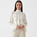 Rivaclo | Women's Ruffled High Neck Blouse – Flowing Silhouette