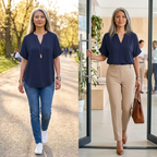 Linora | Blouse Col V à Ourlet Courbé