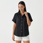 Rivaclo | Women's Short Sleeve Button-Up Shirt – Style with Pocket Detail
