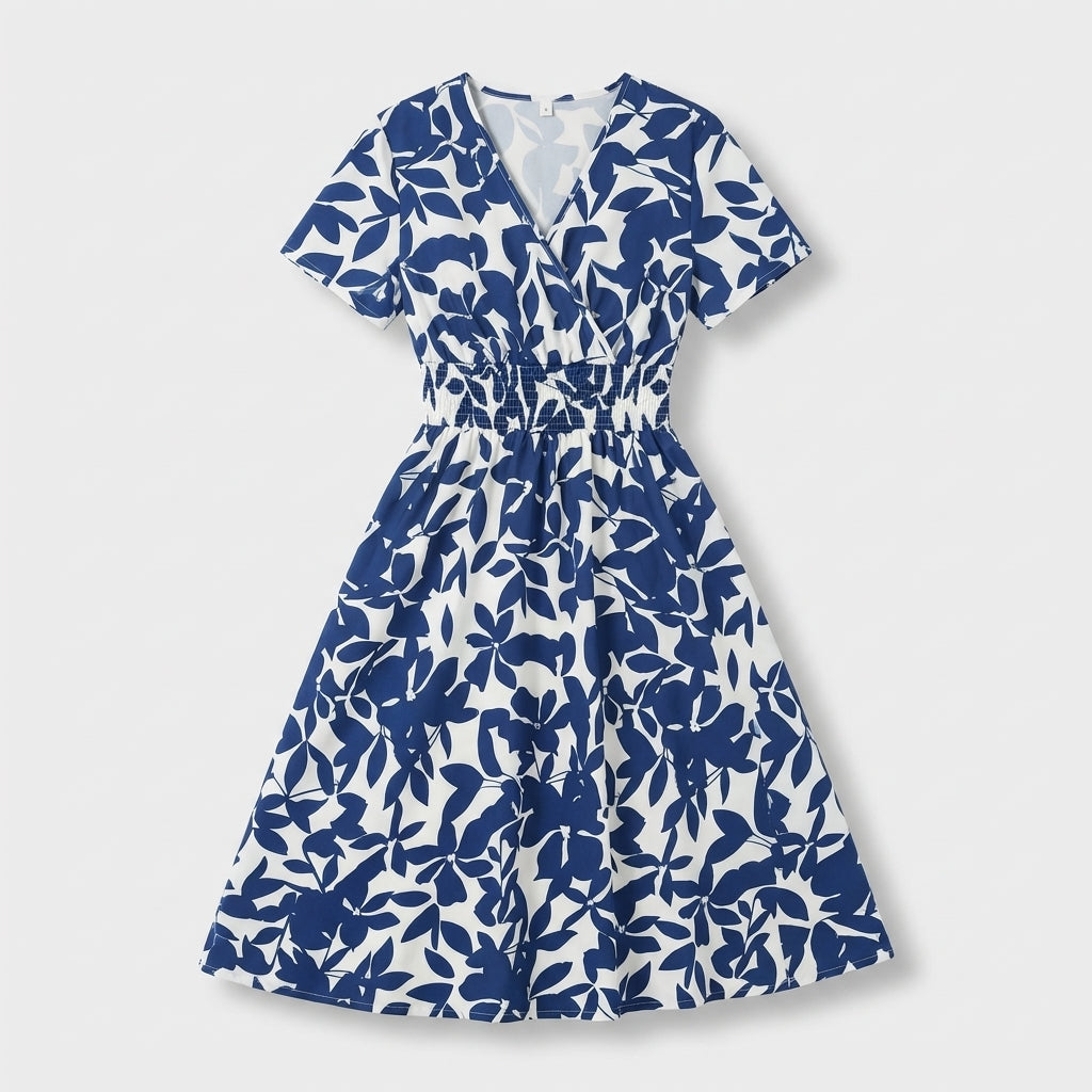 Rivaclo | Femme Robe à Motif Col V – Style Midi