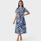 Rivaclo | Femme Robe à Motif Col V – Style Midi