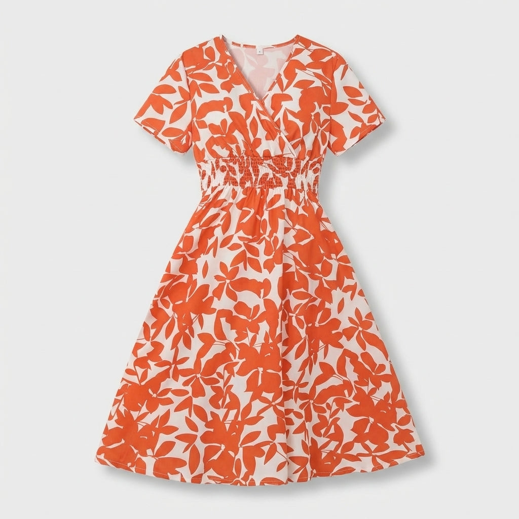 Rivaclo | Femme Robe à Motif Col V – Style Midi