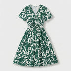 Rivaclo | Femme Robe à Motif Col V – Style Midi