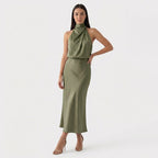 Rivaclo | Femme Robe Sans Manches Col Haut – Silhouette Maxi