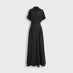 Rivaclo | Femme Robe à Col Manches Courtes Boutonnée – Maxi