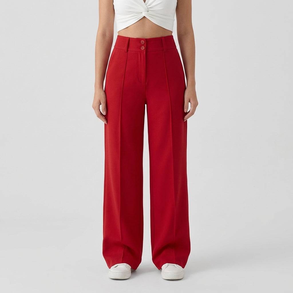 Rivaclo | Women's High-Waisted Wide Leg Pants – Loose Fit
