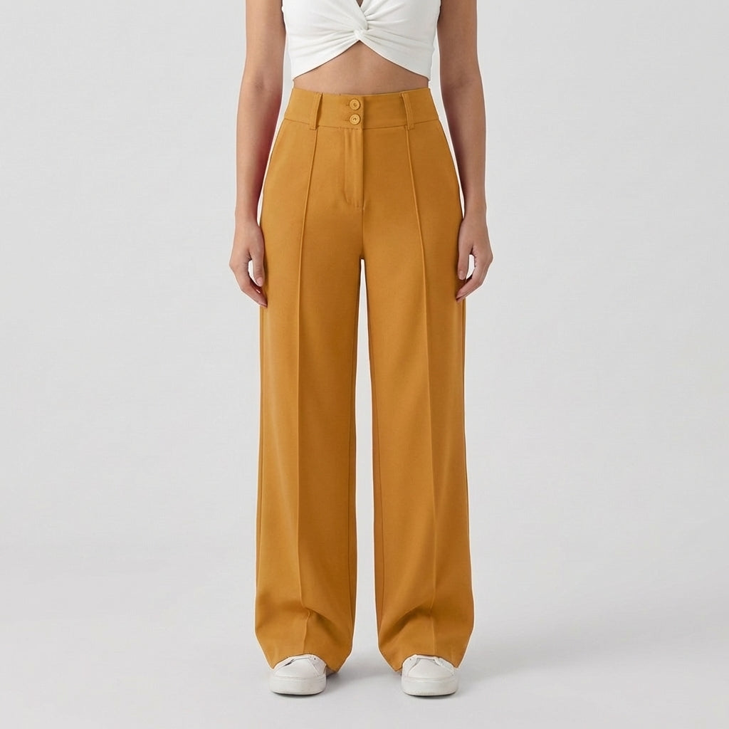 Rivaclo | Women's High-Waisted Wide Leg Pants – Loose Fit