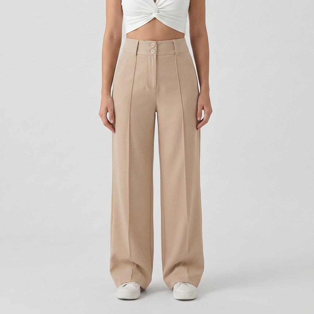 Rivaclo | Women's High-Waisted Wide Leg Pants – Loose Fit