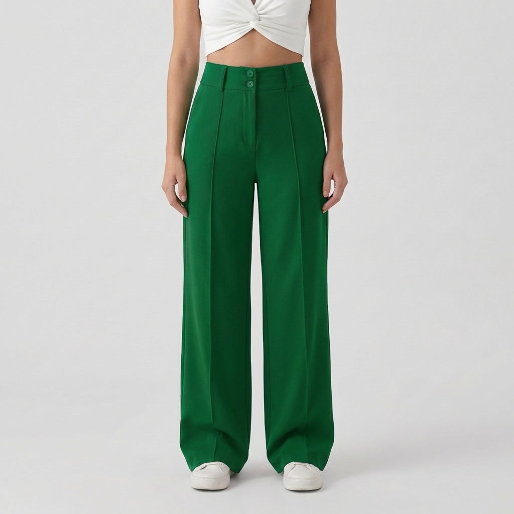 Rivaclo | Women's High-Waisted Wide Leg Pants – Loose Fit